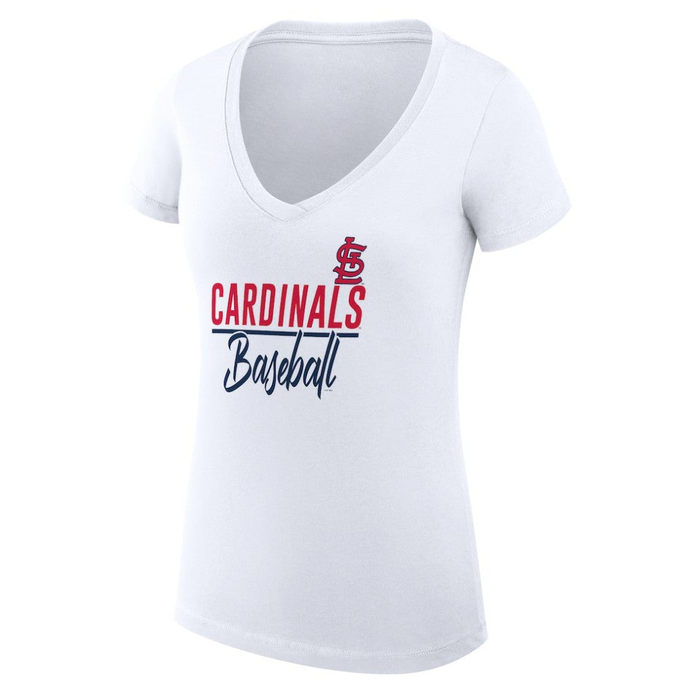 MLB St. Louis Cardinals G-III 4Her by Carl Banks Women's Super-Slim Fit Lightweight Team Graphic V-Neck T-Shirt