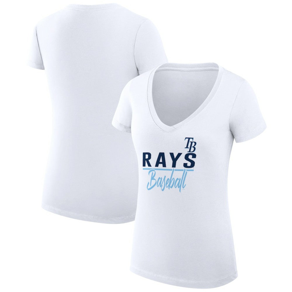 MLB Tampa Bay Rays G-III 4Her by Carl Banks Women's Super-Slim Fit Lightweight Team Graphic V-Neck T-Shirt