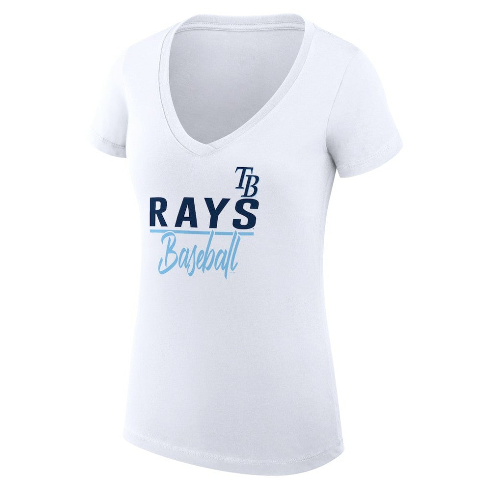 MLB Tampa Bay Rays G-III 4Her by Carl Banks Women's Super-Slim Fit Lightweight Team Graphic V-Neck T-Shirt