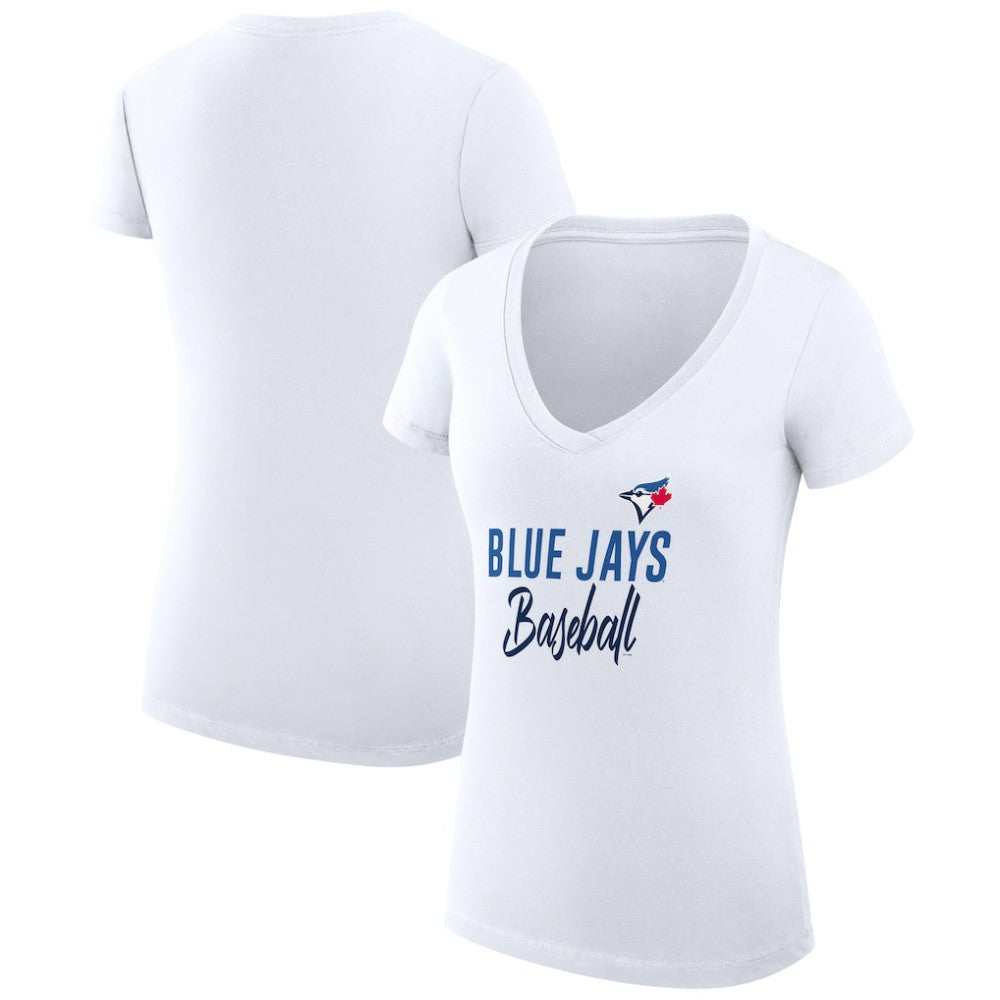 MLB Toronto Blue Jays G-III 4Her by Carl Banks Women's Super-Slim Fit Lightweight Team Graphic V-Neck T-Shirt