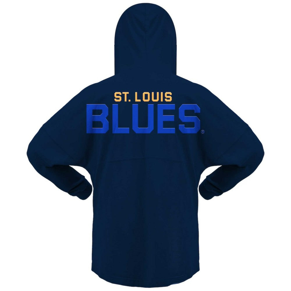NHL Navy St. Louis Blues Fanatics Women's Jersey Lace-Up V-Neck Long Sleeve Hoodie T-Shirt