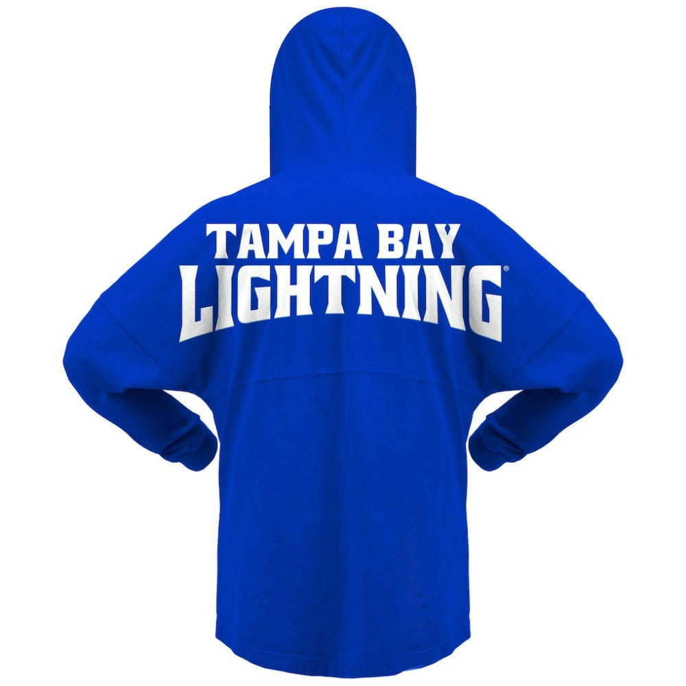 NHL Blue Tampa Bay Lightning Fanatics Women's Jersey Lace-Up V-Neck Long Sleeve Hoodie T-Shirt