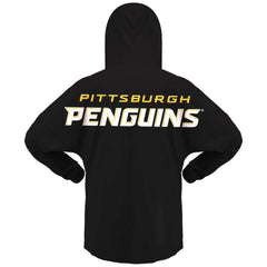 NHL Black Pittsburgh Penguins Fanatics Women's Jersey Lace-Up V-Neck Long Sleeve Hoodie T-Shirt
