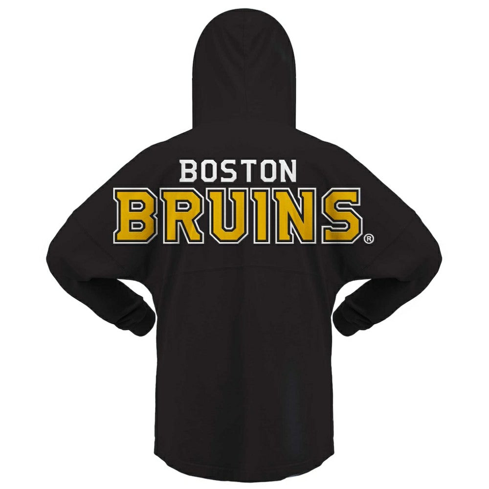 NHL Black Boston Bruins Fanatics Women's Jersey Lace-Up V-Neck Long Sleeve Hoodie T-Shirt