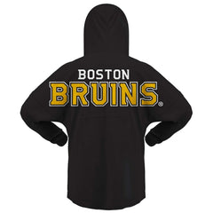 NHL Black Boston Bruins Fanatics Women's Jersey Lace-Up V-Neck Long Sleeve Hoodie T-Shirt