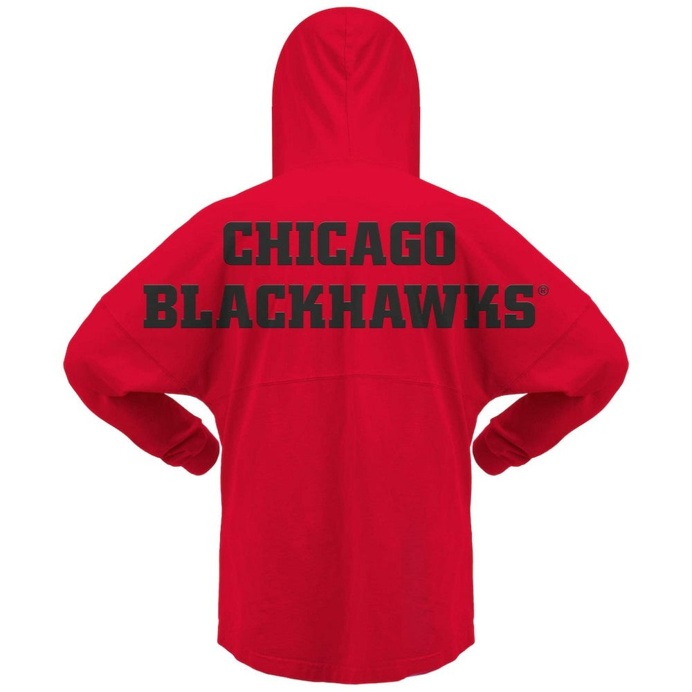 NHL Red Chicago Blackhawks Fanatics Women's Jersey Lace-Up V-Neck Long Sleeve Hoodie T-Shirt