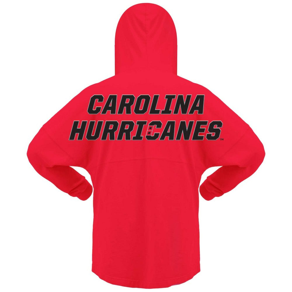 NHL Red Carolina Hurricanes Fanatics Women's Jersey Lace-Up V-Neck Long Sleeve Hoodie T-Shirt