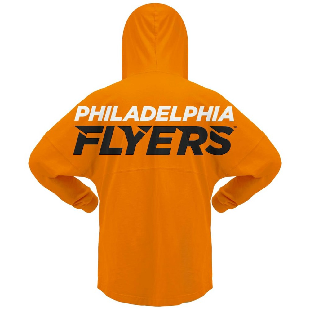 NHL Orange Philadelphia Flyers Fanatics Women's Jersey Lace-Up V-Neck Long Sleeve Hoodie T-Shirt