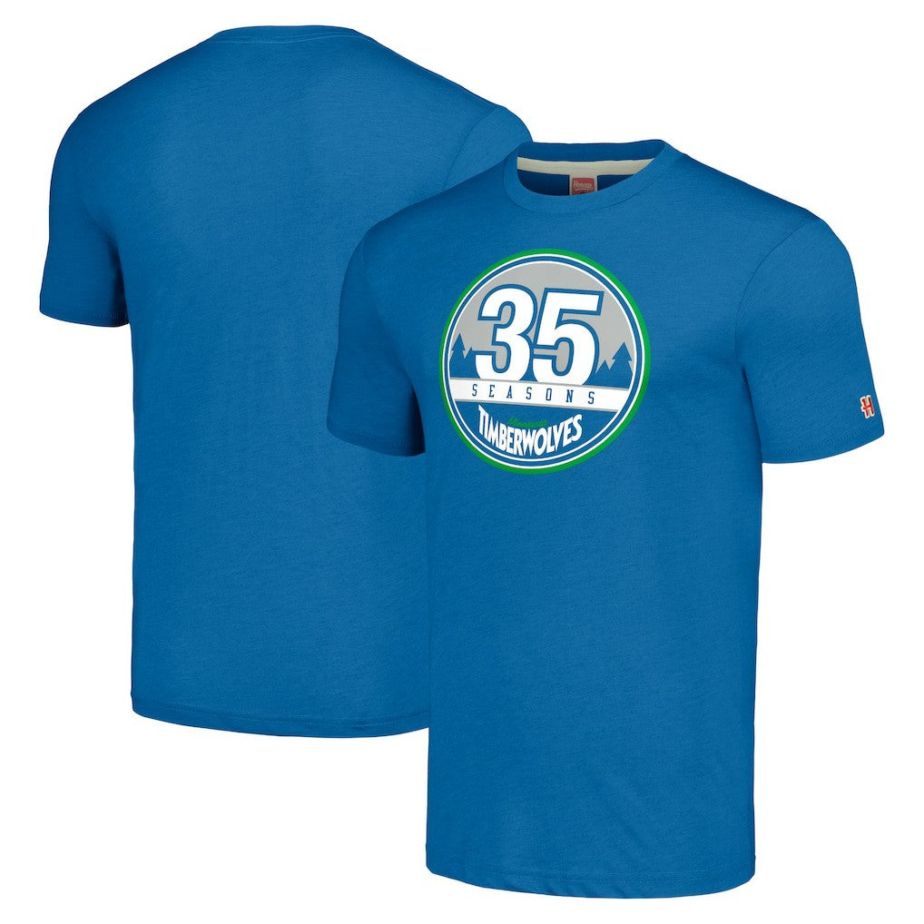 NBA Minnesota Timberwolves Homage Unisex 35th Anniversary Hardwood Classics 35 Seasons Tri-Blend T-Shirt