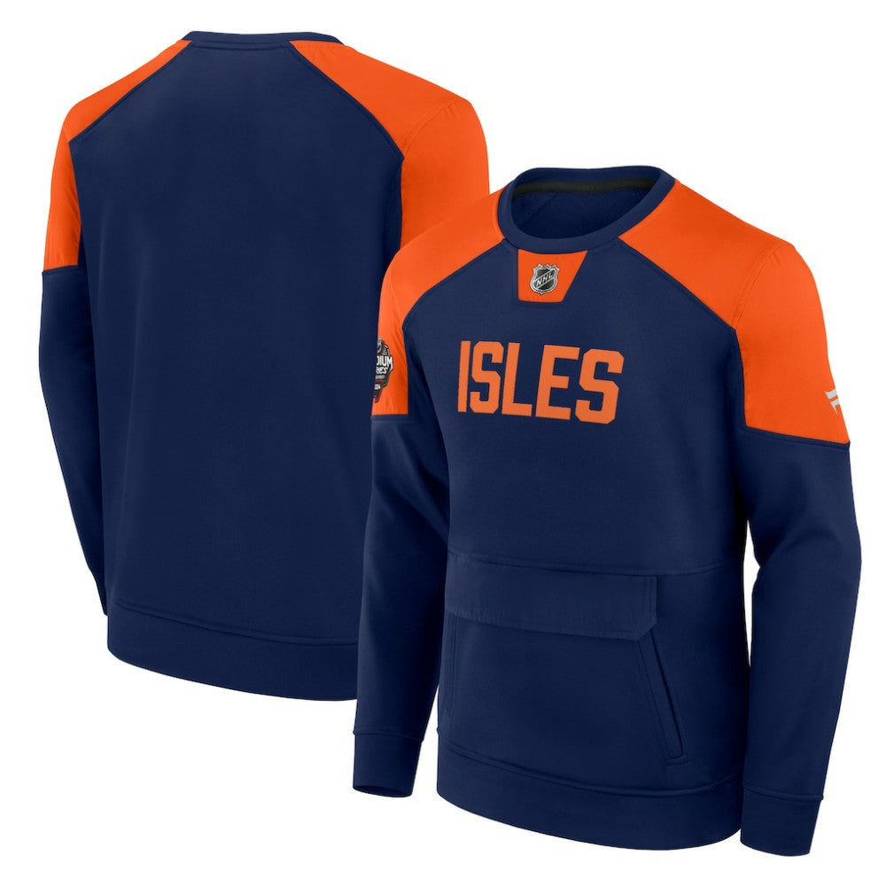 NHL Navy New York Islanders Fanatics 2024 NHL Stadium Series Authentic Pro Fleece Logo Pullover Sweatshirt
