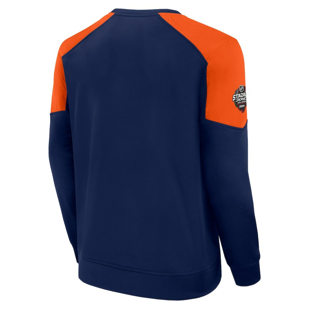 NHL Navy New York Islanders Fanatics 2024 NHL Stadium Series Authentic Pro Fleece Logo Pullover Sweatshirt