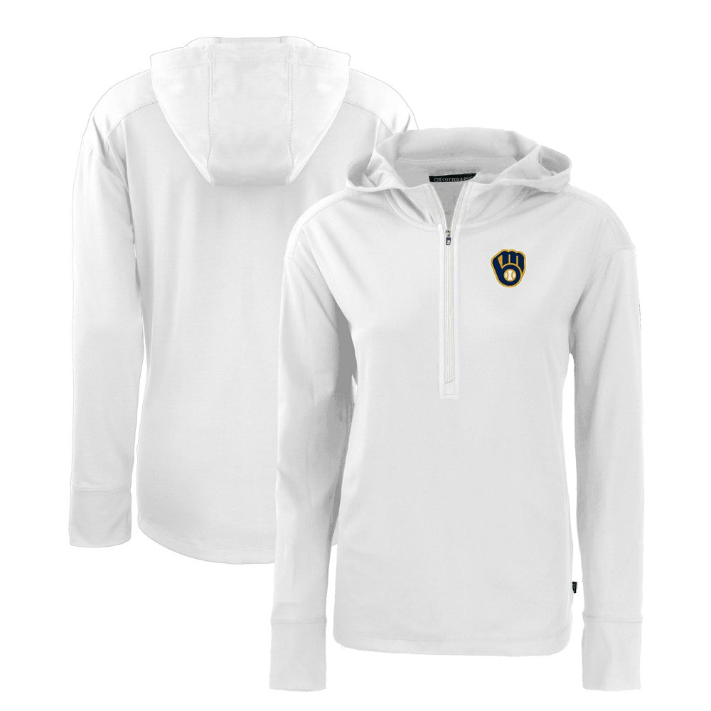 MLB Milwaukee Brewers Cutter & Buck Women's Daybreak Eco Recycled Half-Zip Hoodie