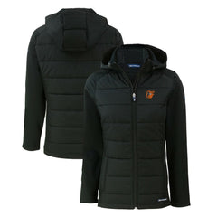 MLB Baltimore Orioles Cutter & Buck Women's Evoke Hybrid Eco Softshell Recycled Full-Zip Hoodie Jacket