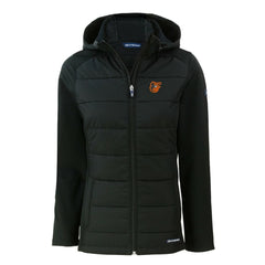 MLB Baltimore Orioles Cutter & Buck Women's Evoke Hybrid Eco Softshell Recycled Full-Zip Hoodie Jacket