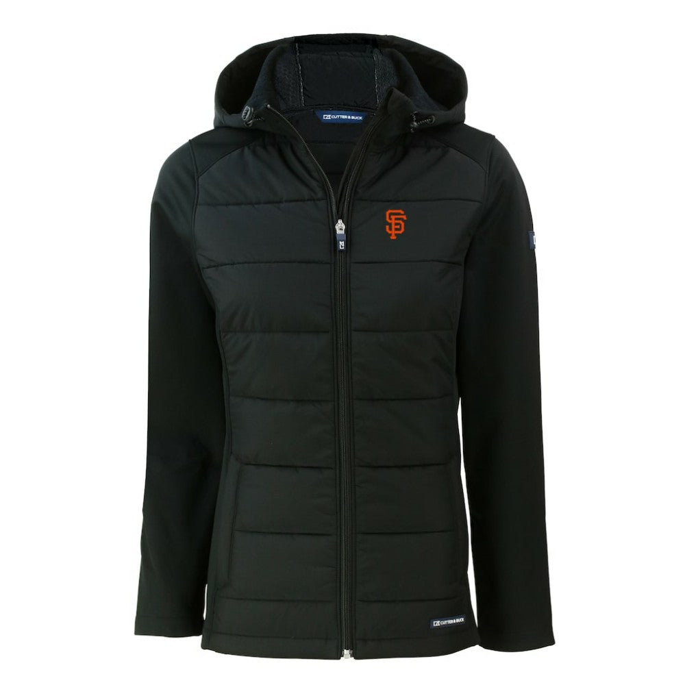 MLB San Francisco Giants Cutter & Buck Women's Evoke Hybrid Eco Softshell Recycled Full-Zip Hoodie Jacket
