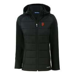 MLB San Francisco Giants Cutter & Buck Women's Evoke Hybrid Eco Softshell Recycled Full-Zip Hoodie Jacket