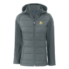 MLB Athletics Cutter & Buck Women's Evoke Hybrid Eco Softshell Recycled Full-Zip Hoodie Jacket