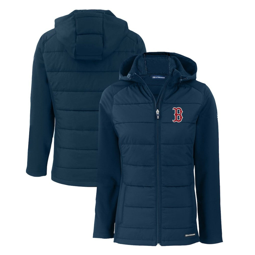 MLB Boston Red Sox Cutter & Buck Women's Evoke Hybrid Eco Softshell Recycled Full-Zip Hoodie Jacket