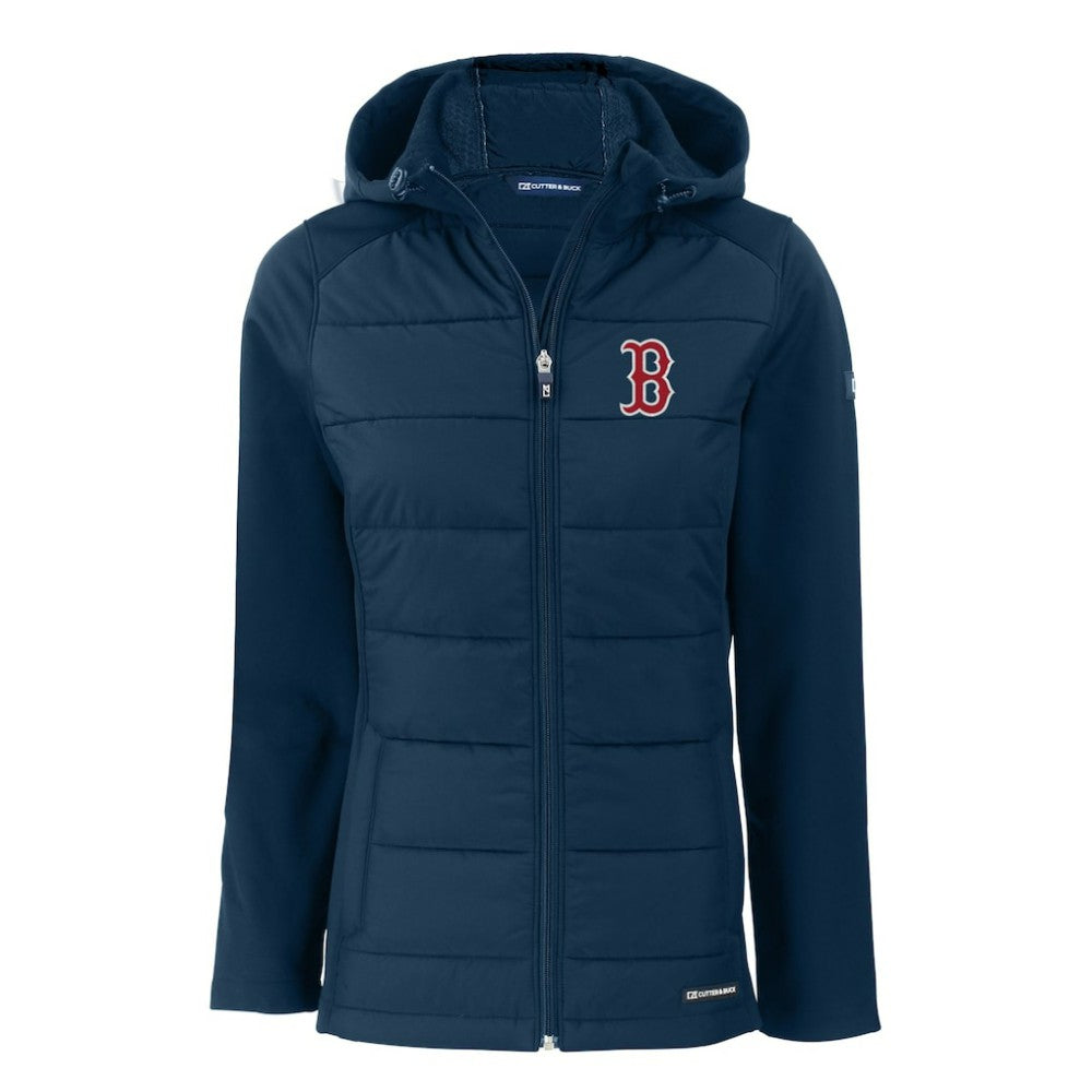 MLB Boston Red Sox Cutter & Buck Women's Evoke Hybrid Eco Softshell Recycled Full-Zip Hoodie Jacket