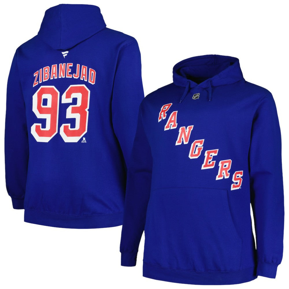 NHL Blue Mika Zibanejad New York Rangers Profile Big & Tall Name & Number Pullover Hoodie