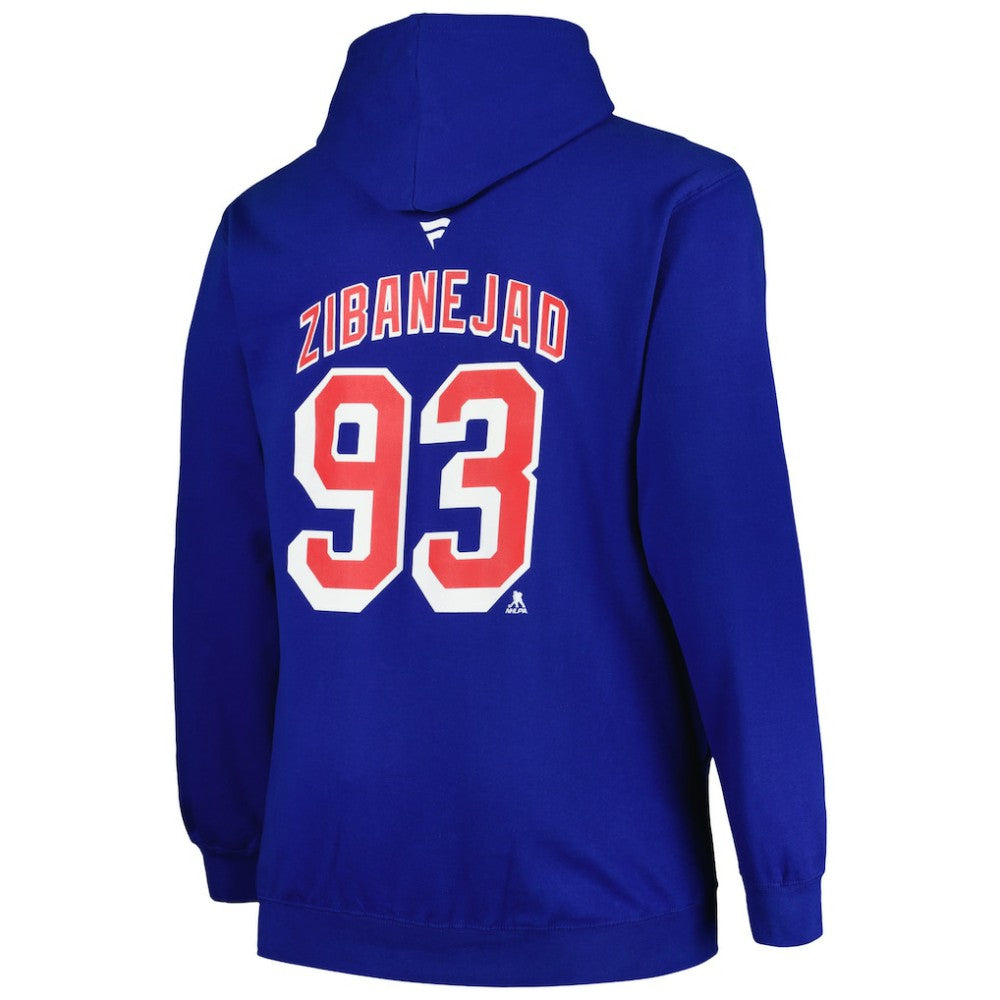 NHL Blue Mika Zibanejad New York Rangers Profile Big & Tall Name & Number Pullover Hoodie