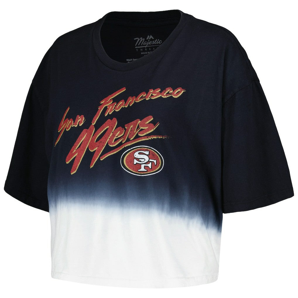 Christian McCaffrey  Majestic Threads Women's Dip-Dye Player Name & Number Crop Top - San Francisco 49ers