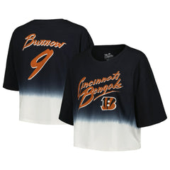 Joe Burrow  Majestic Threads Women's Dip-Dye Player Name & Number Crop Top - Cincinnati Bengals