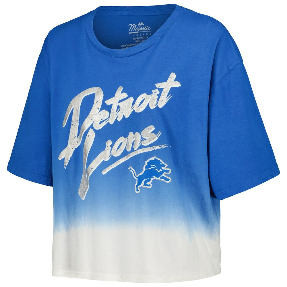 Aidan Hutchinson  Majestic Threads Women's Dip-Dye Player Name & Number Crop Top - Detroit Lions