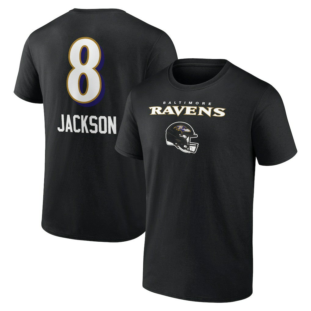 Lamar Jackson  Team Wordmark Name & Number T-Shirt - Baltimore Ravens