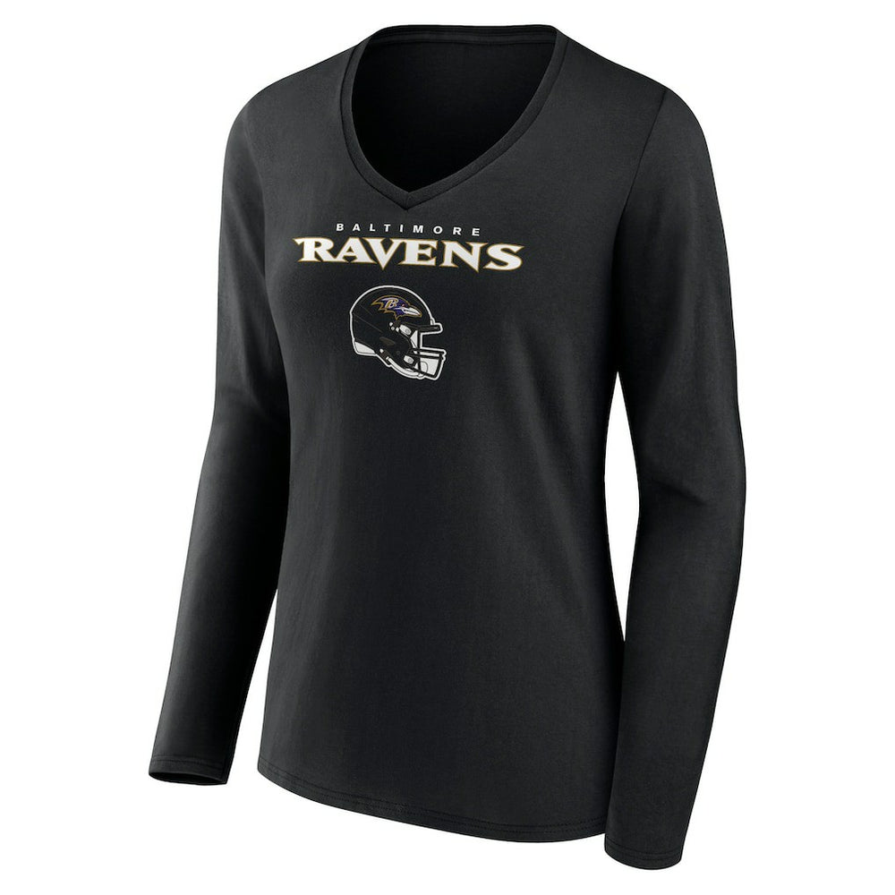 Lamar Jackson  Women's Team Wordmark Long Sleeve V-Neck T-Shirt - Baltimore Ravens