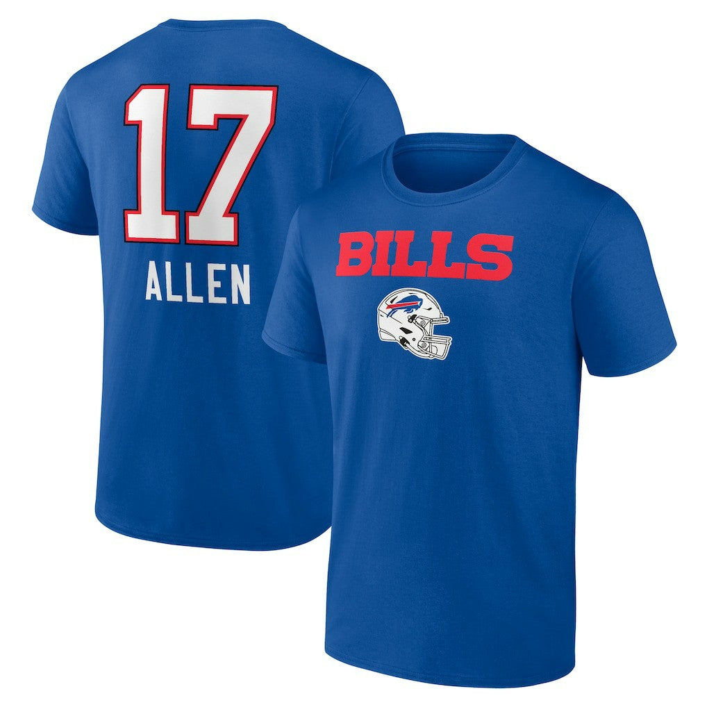 Josh Allen  Team Wordmark Name & Number T-Shirt - Buffalo Bills