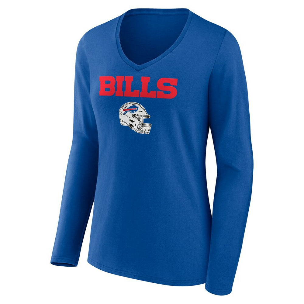 Josh Allen  Women's Team Wordmark Long Sleeve V-Neck T-Shirt - Buffalo Bills
