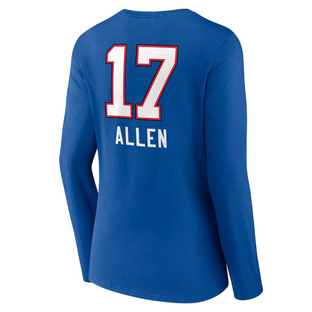 Josh Allen  Women's Team Wordmark Long Sleeve V-Neck T-Shirt - Buffalo Bills