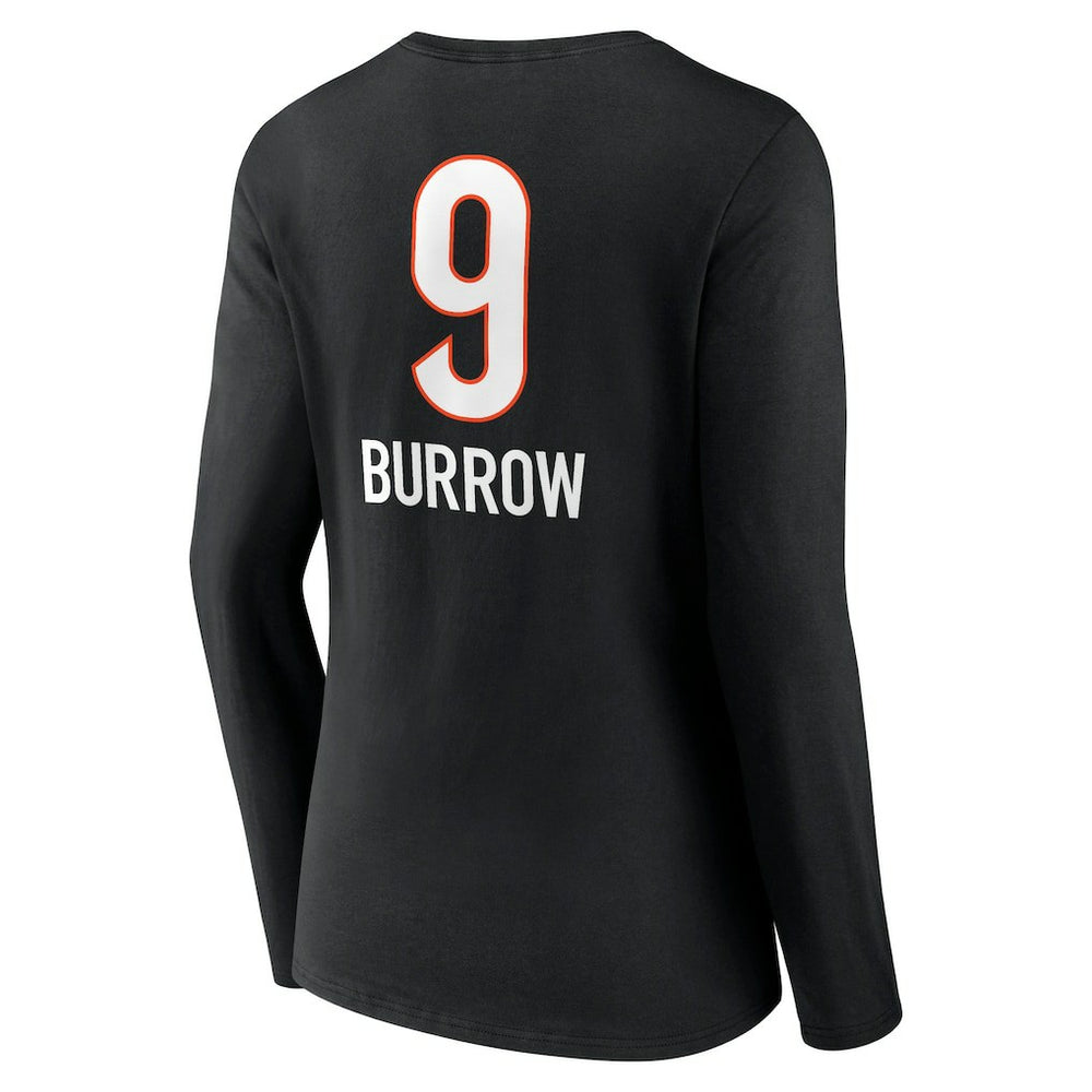 Joe Burrow  Women's Team Wordmark Long Sleeve V-Neck T-Shirt - Cincinnati Bengals