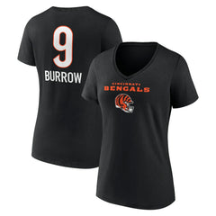Joe Burrow  Women's Team Wordmark Name & Number V-Neck T-Shirt - Cincinnati Bengals