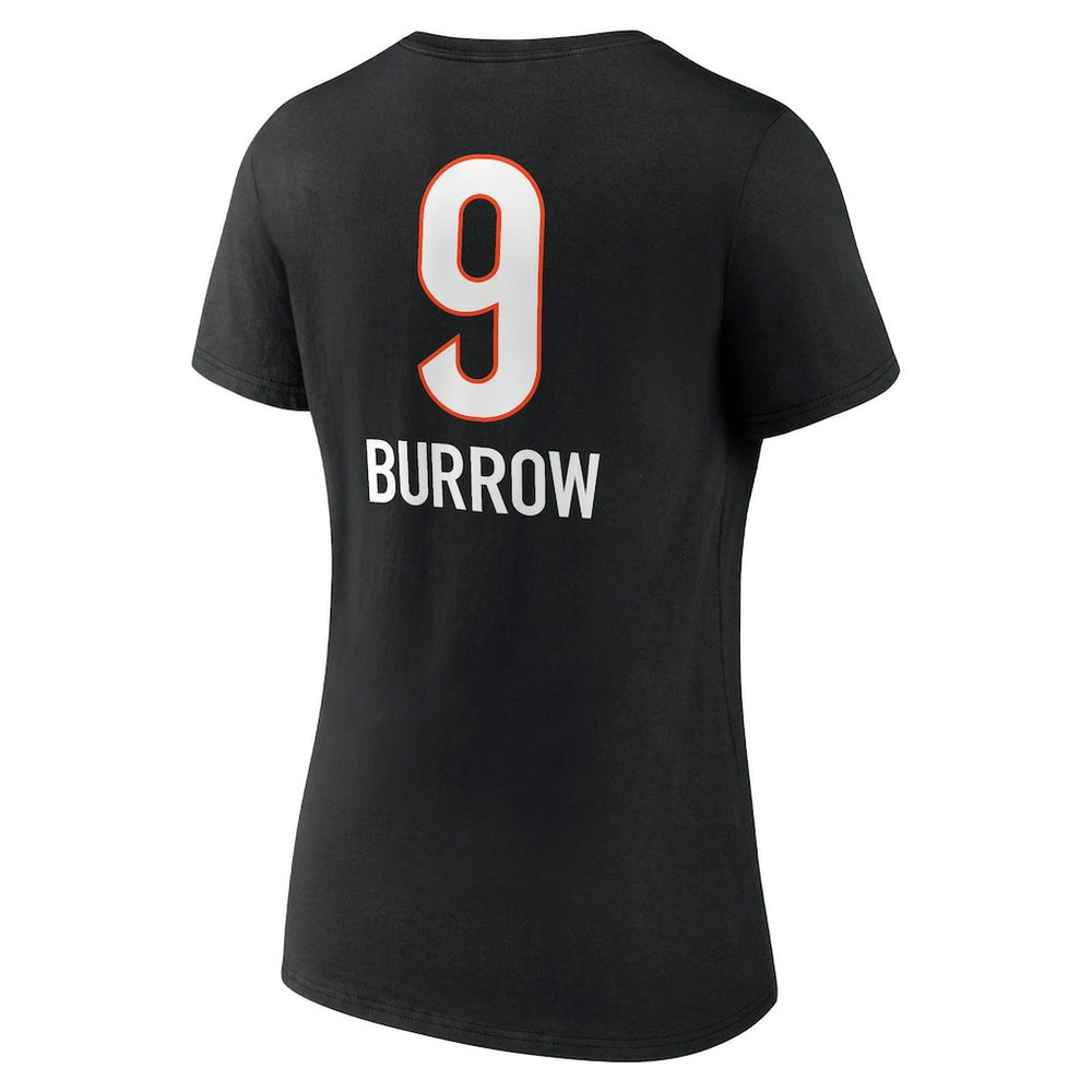 Joe Burrow  Women's Team Wordmark Name & Number V-Neck T-Shirt - Cincinnati Bengals