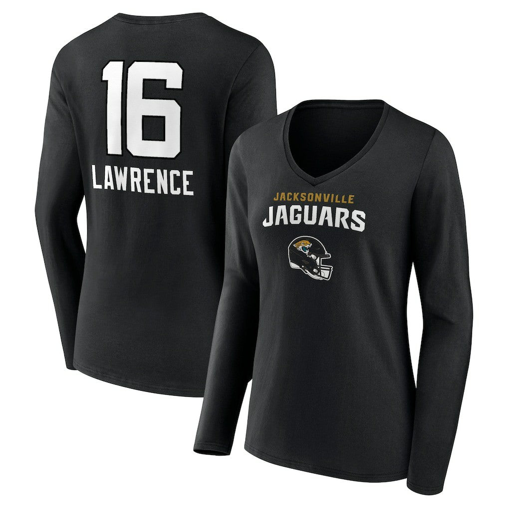 Trevor Lawrence  Women's Team Wordmark Long Sleeve V-Neck T-Shirt - Jacksonville Jaguars
