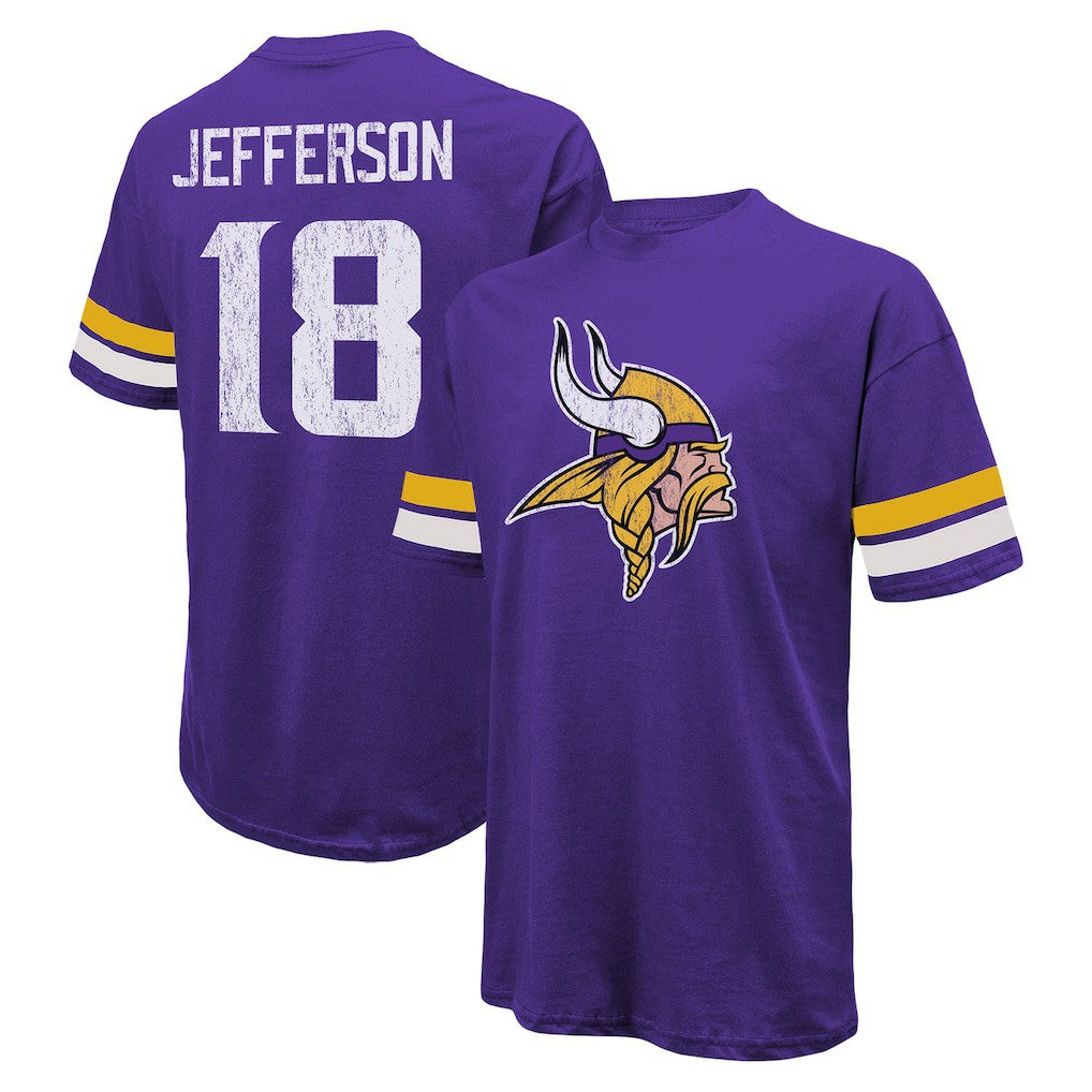 Justin Jefferson  Majestic Threads Name & Number Oversized Fit T-Shirt - Minnesota Vikings