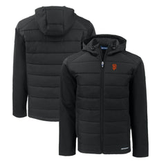 MLB San Francisco Giants Cutter & Buck Big & Tall Evoke Hybrid Eco Softshell Recycled Full-Zip Hoodie