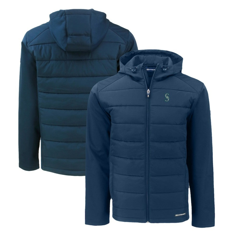 MLB Seattle Mariners Cutter & Buck Evoke Hybrid Eco Softshell Recycled Full-Zip Hoodie