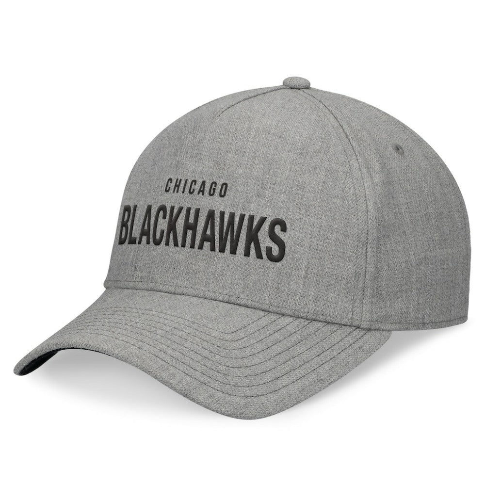 NHL Heather Gray Chicago Blackhawks Fanatics Elements A-Frame Leather Strapback Hat
