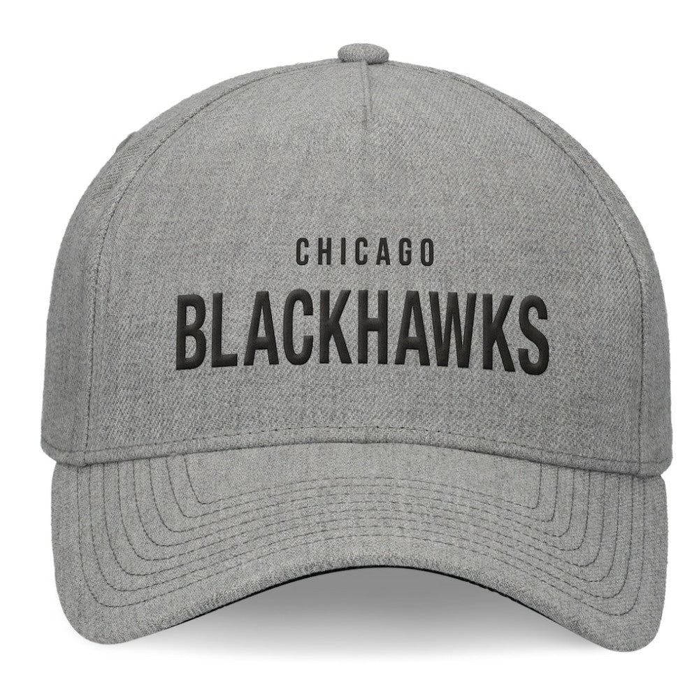 NHL Heather Gray Chicago Blackhawks Fanatics Elements A-Frame Leather Strapback Hat