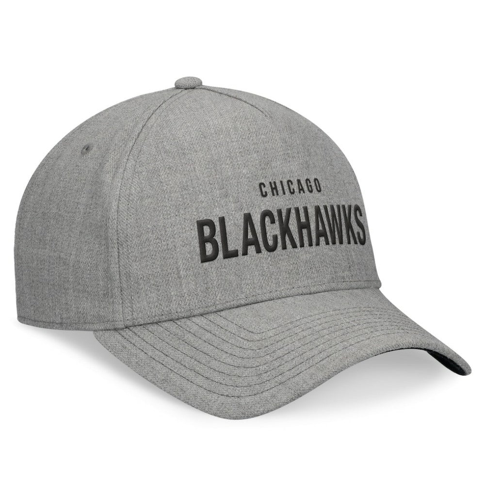 NHL Heather Gray Chicago Blackhawks Fanatics Elements A-Frame Leather Strapback Hat