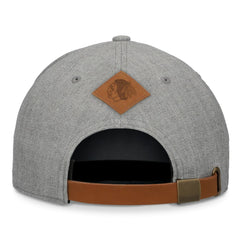 NHL Heather Gray Chicago Blackhawks Fanatics Elements A-Frame Leather Strapback Hat