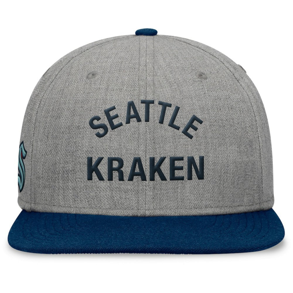 NHL Heather Gray Seattle Kraken Fanatics Elements Flat Brim Leather Strapback Hat