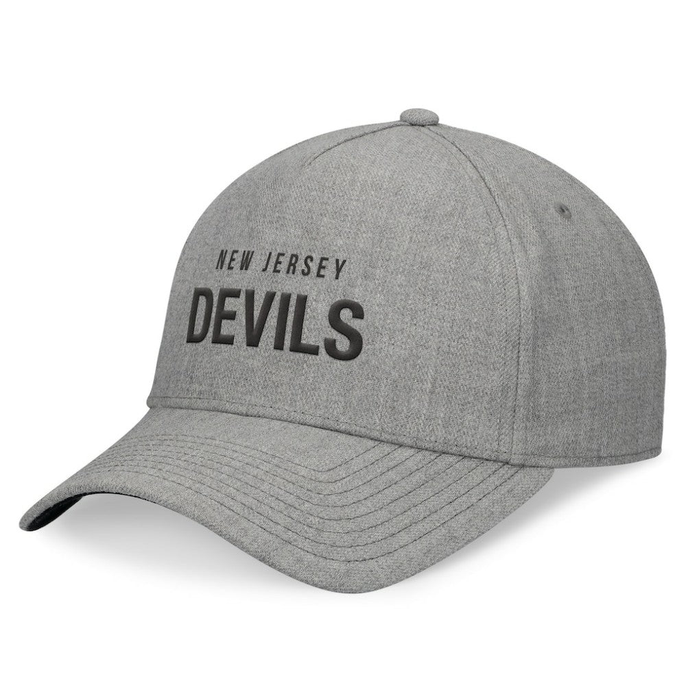 NHL Heather Gray New Jersey Devils Fanatics Elements A-Frame Leather Strapback Hat