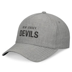 NHL Heather Gray New Jersey Devils Fanatics Elements A-Frame Leather Strapback Hat