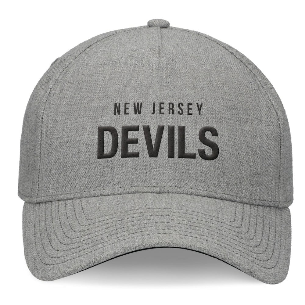 NHL Heather Gray New Jersey Devils Fanatics Elements A-Frame Leather Strapback Hat