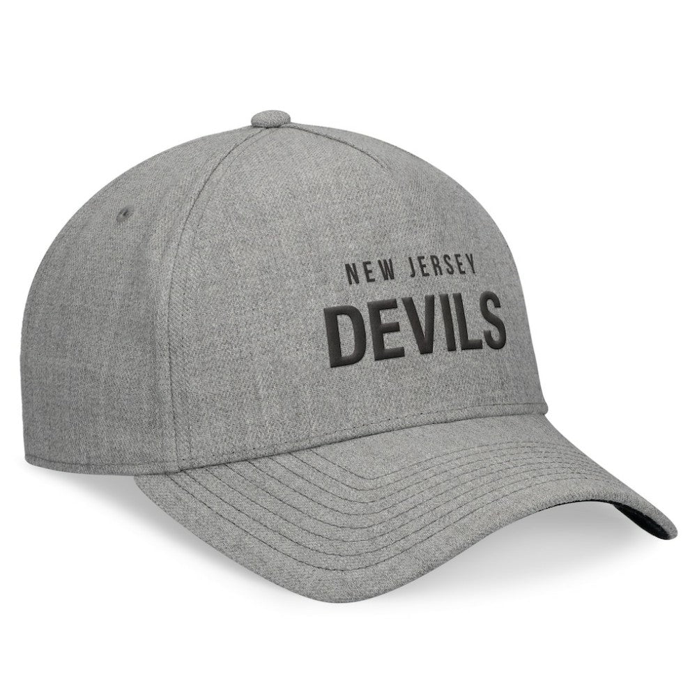 NHL Heather Gray New Jersey Devils Fanatics Elements A-Frame Leather Strapback Hat