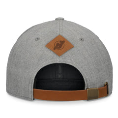 NHL Heather Gray New Jersey Devils Fanatics Elements A-Frame Leather Strapback Hat